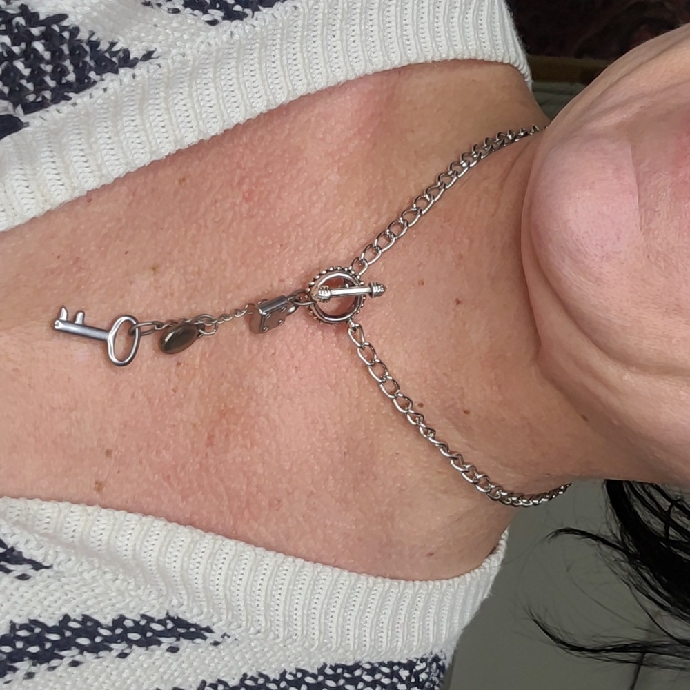 Valentine's Padlock Necklace Silver Tone Heart Key Unique Gift Love Handmade Fun - Picture 4 of 4